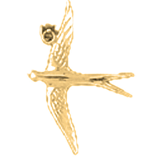 Yellow Gold-plated Silver 3D Bird Pendant