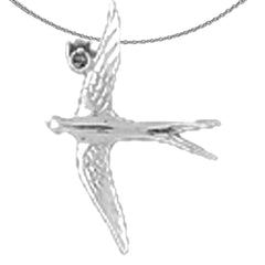 Sterling Silver 3D Bird Pendant (Rhodium or Yellow Gold-plated)