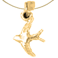 Sterling Silver Bird Pendant (Rhodium or Yellow Gold-plated)