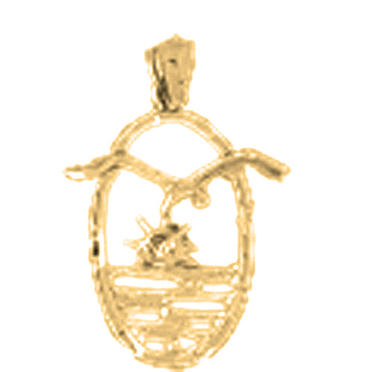 10K, 14K or 18K Gold Seagull and Sunset Pendant