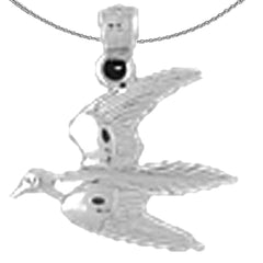 Sterling Silver Bird Pendant (Rhodium or Yellow Gold-plated)