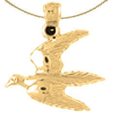 Sterling Silver Bird Pendant (Rhodium or Yellow Gold-plated)