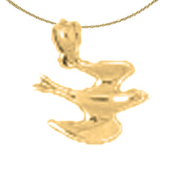 Sterling Silver Bird Pendant (Rhodium or Yellow Gold-plated)