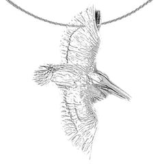Sterling Silver Pelican Pendant (Rhodium or Yellow Gold-plated)