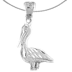 Sterling Silver Pelican Pendant (Rhodium or Yellow Gold-plated)