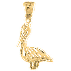 Yellow Gold-plated Silver 3D Pelican Pendant