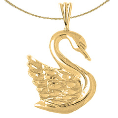 Sterling Silver Swan Pendant (Rhodium or Yellow Gold-plated)