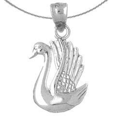 Sterling Silver Swan Pendant (Rhodium or Yellow Gold-plated)