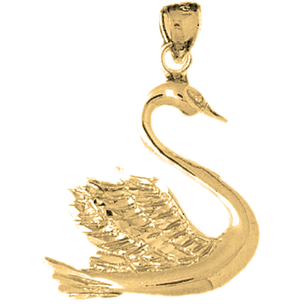 Yellow Gold-plated Silver Swan Pendant