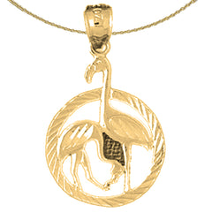 Sterling Silver Flamingo Pendant (Rhodium or Yellow Gold-plated)