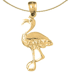 Sterling Silver Flamingo Pendant (Rhodium or Yellow Gold-plated)