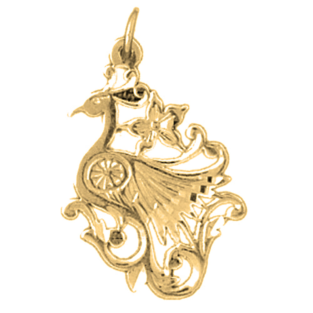 Yellow Gold-plated Silver Bird Pendant