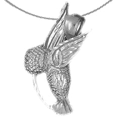 Sterling Silver Hummingbird Pendant (Rhodium or Yellow Gold-plated)