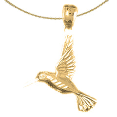 Sterling Silver Hummingbird Pendant (Rhodium or Yellow Gold-plated)