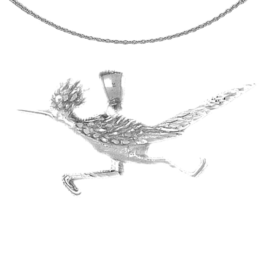 Sterling Silver Road Runner Pendant (Rhodium or Yellow Gold-plated)