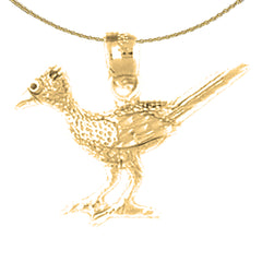 Sterling Silver Road Runner Pendant (Rhodium or Yellow Gold-plated)