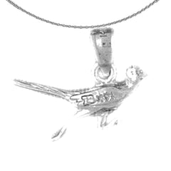 Sterling Silver 3D Road Runner Pendant (Rhodium or Yellow Gold-plated)