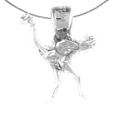 Sterling Silver 3D Ostrich Pendant (Rhodium or Yellow Gold-plated)
