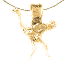Sterling Silver 3D Ostrich Pendant (Rhodium or Yellow Gold-plated)