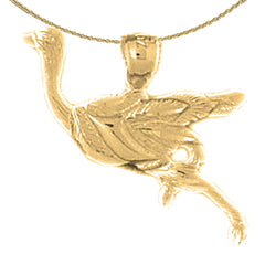 Sterling Silver Ostrich Pendant (Rhodium or Yellow Gold-plated)