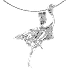 Sterling Silver Ostrich Pendant (Rhodium or Yellow Gold-plated)