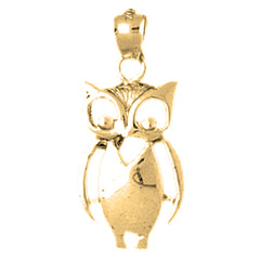 Yellow Gold-plated Silver Owl Pendant