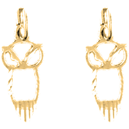 Yellow Gold-plated Silver 17mm Owl Earrings