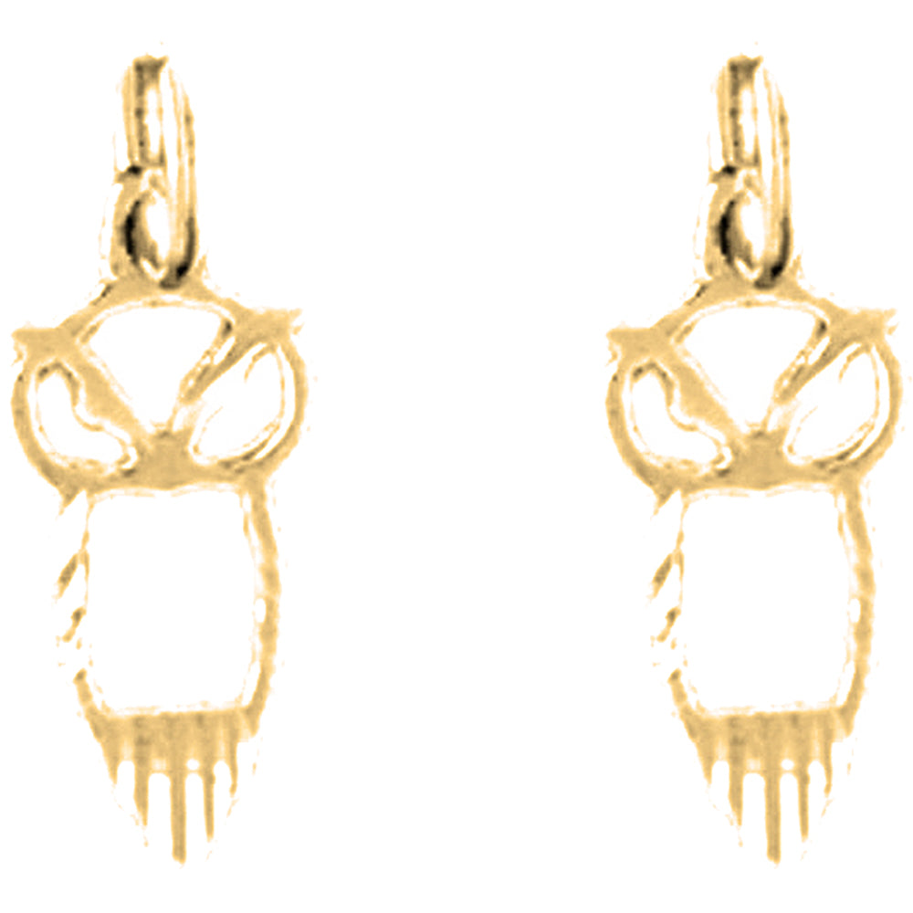 14K or 18K Gold 17mm Owl Earrings