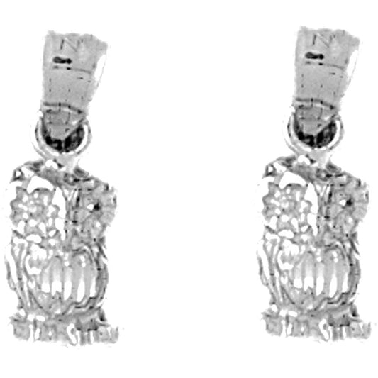 Sterling Silver 17mm Owl Earrings