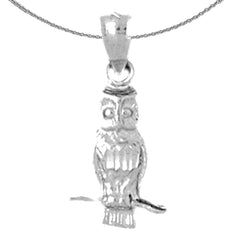 Sterling Silver Owl Pendant (Rhodium or Yellow Gold-plated)
