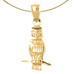Sterling Silver Owl Pendant (Rhodium or Yellow Gold-plated)