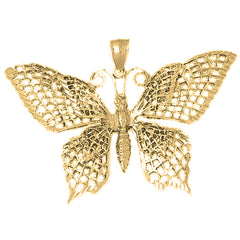 Yellow Gold-plated Silver Butterflies Pendant