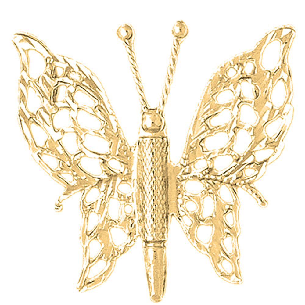 Yellow Gold-plated Silver Butterflies Pendant