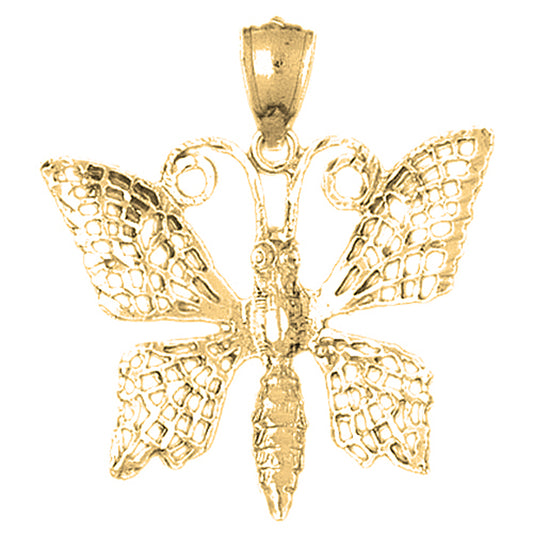 Yellow Gold-plated Silver Butterflies Pendant
