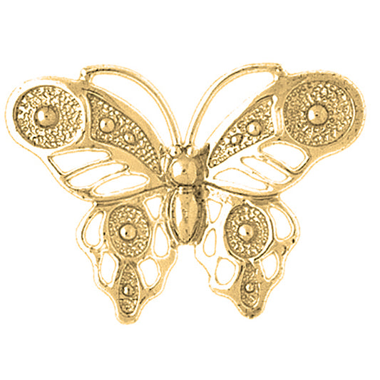 Yellow Gold-plated Silver Butterflies Pendant