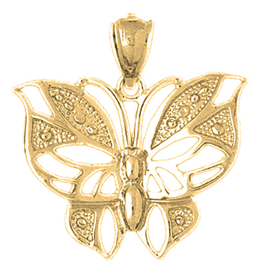 Yellow Gold-plated Silver Butterflies Pendant