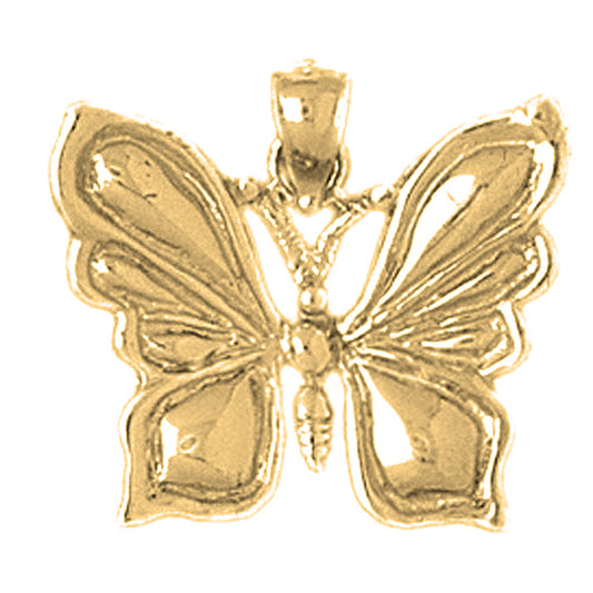 Yellow Gold-plated Silver Butterflies Pendant