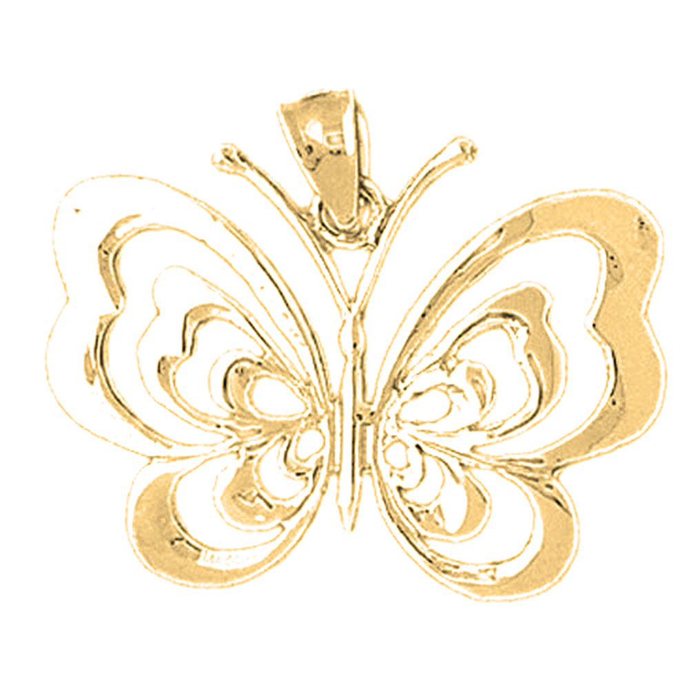 Yellow Gold-plated Silver Butterflies Pendant