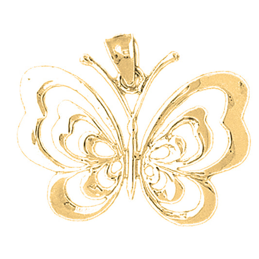 Yellow Gold-plated Silver Butterflies Pendant