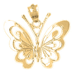 Yellow Gold-plated Silver Butterflies Pendant