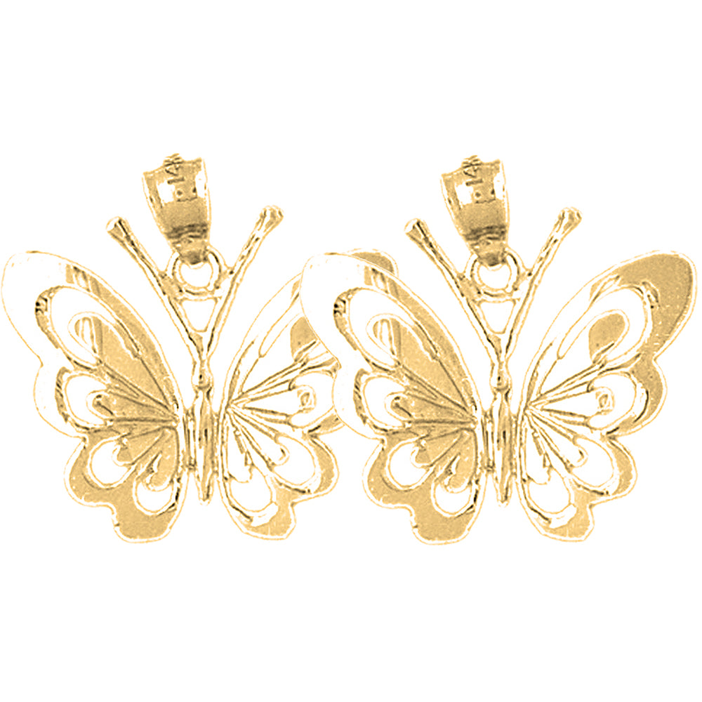 14K or 18K Gold 22mm Butterflies Earrings