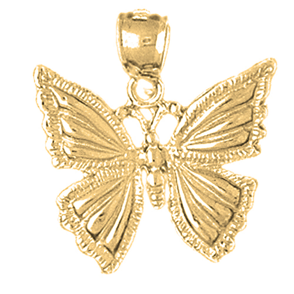 Yellow Gold-plated Silver Butterflies Pendant