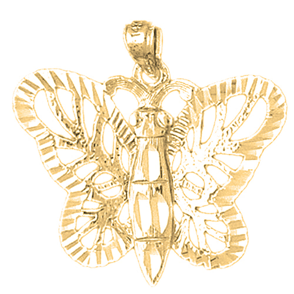 Yellow Gold-plated Silver Butterflies Pendant