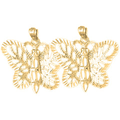 14K or 18K Gold 26mm Butterflies Earrings