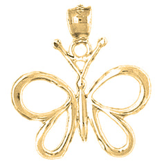 Yellow Gold-plated Silver Butterflies Pendant