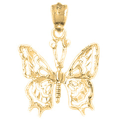 Yellow Gold-plated Silver Butterflies Pendant