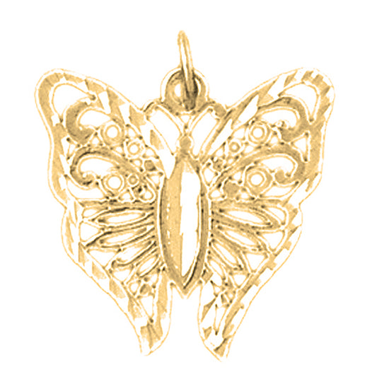 Yellow Gold-plated Silver Butterflies Pendant