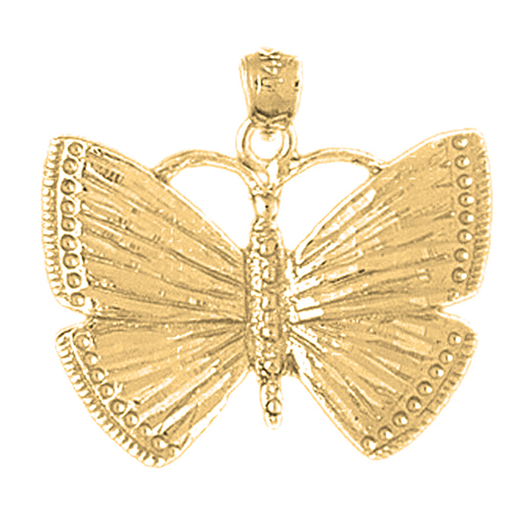 Yellow Gold-plated Silver Butterflies Pendant