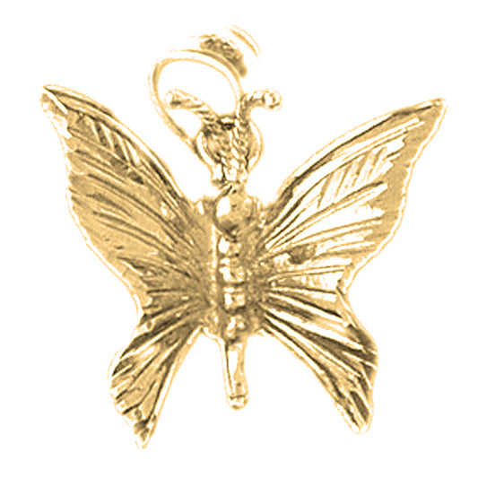 Yellow Gold-plated Silver Butterflies Pendant