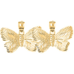 14K or 18K Gold 17mm Butterflies Earrings